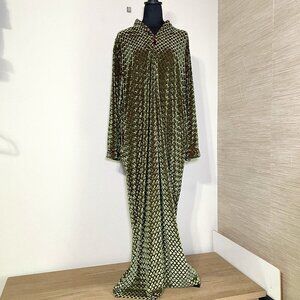 Carlton Hall Vintage Green Velour Floor Length Lounge Robe